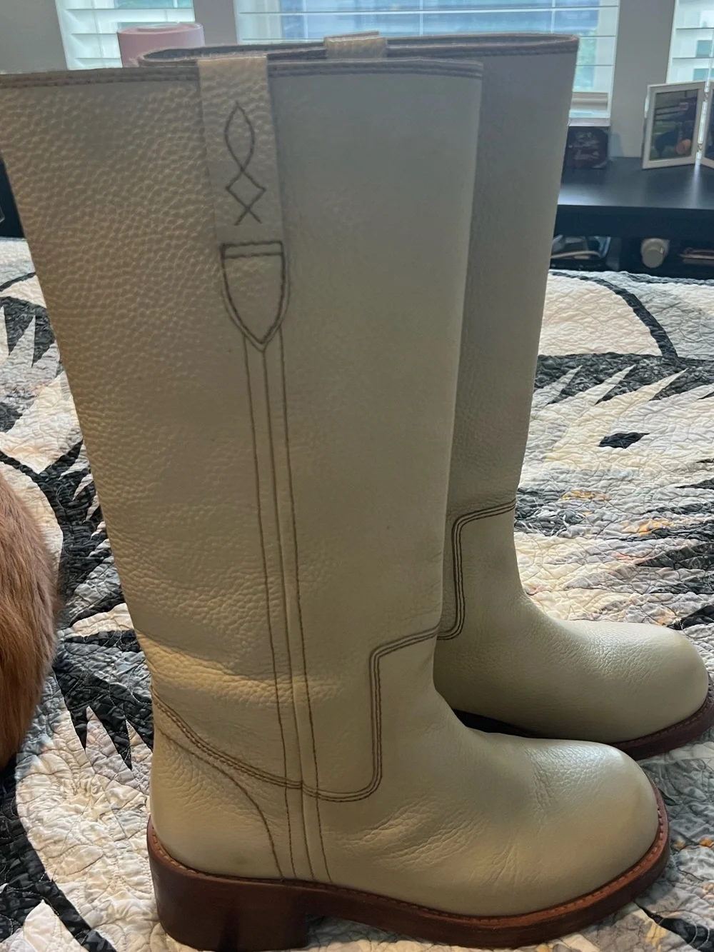 Free People Blaze Pull-On Boots in Parchment Leather